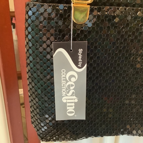 Vintage Cestino Collection Black Metal Mesh Shoulder Bag Purse NWT - Picture 5 of 8